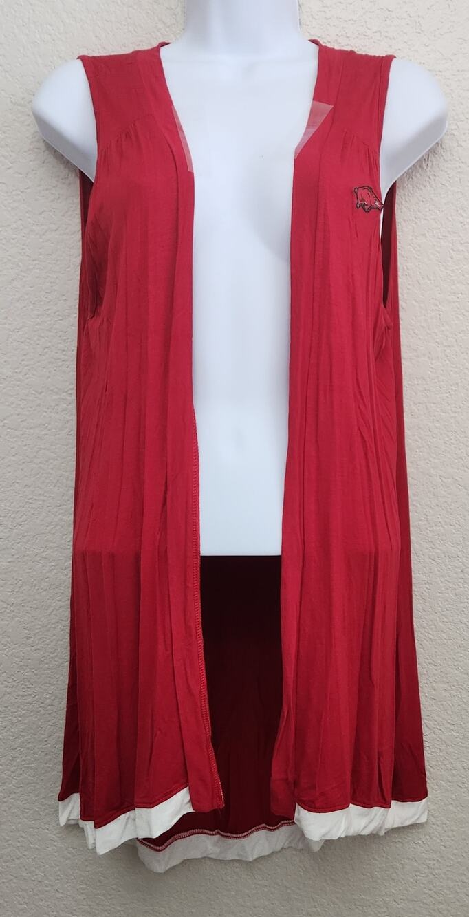P. Michael Red Arkansas Razorbacks Logo Draped Front Cardigan Vest Medium Flowy